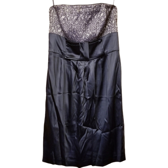 WHBM | Classic Black Strapless Cocktail Dress With Floral Lace (Size 14) - Picture 1 of 8